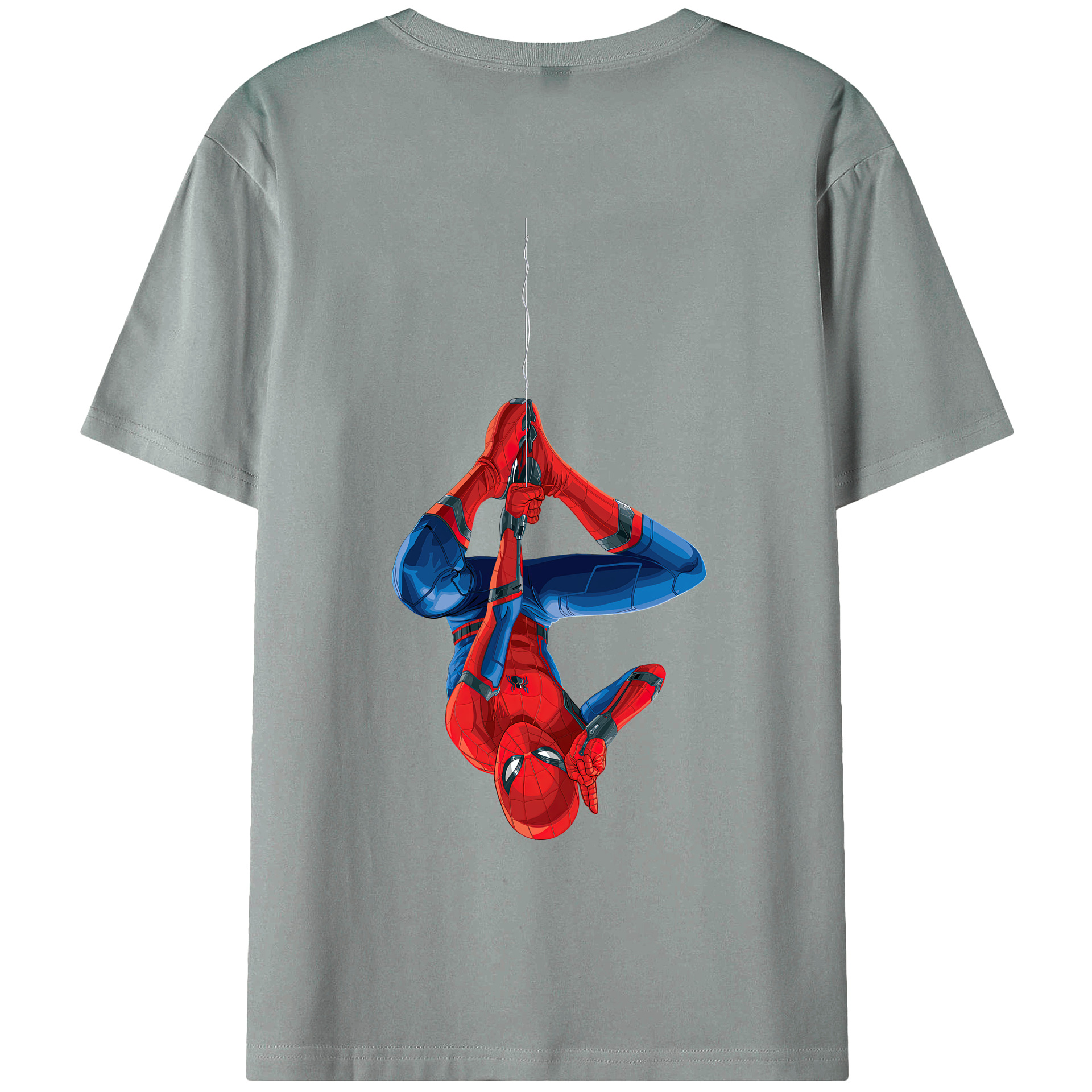（画像用） Spider Man スパイダーマン 綿100％ メンズ半袖Tシャツ（バックプリント） 通気性